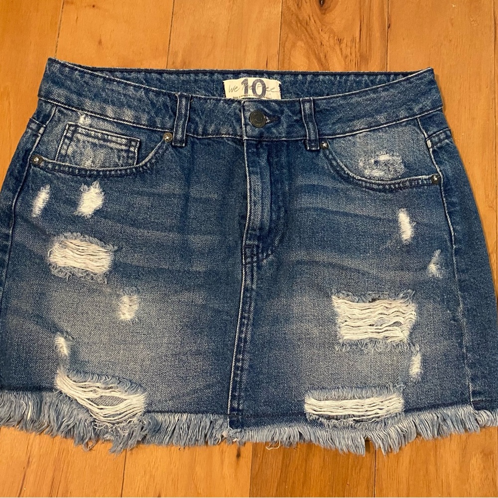 Free People distressed Denim Mini Skirt (NWT)